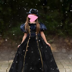 Elegant Black and Gold Girls Dress